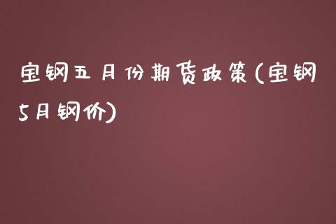 宝钢五月份期货政策(宝钢5月钢价)_https://www.liuyiidc.com_财经要闻_第1张