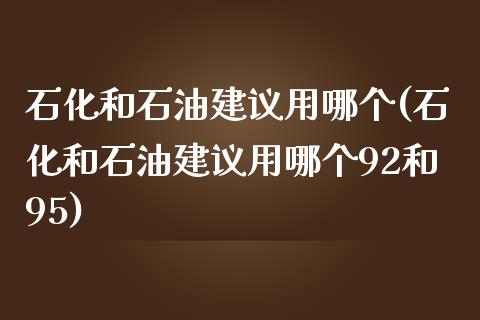 石化和石油建议用哪个(石化和石油建议用哪个92和95)_https://www.liuyiidc.com_理财百科_第1张