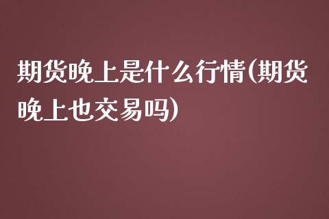 期货晚上是什么行情(期货晚上也交易吗)_https://www.liuyiidc.com_期货理财_第1张