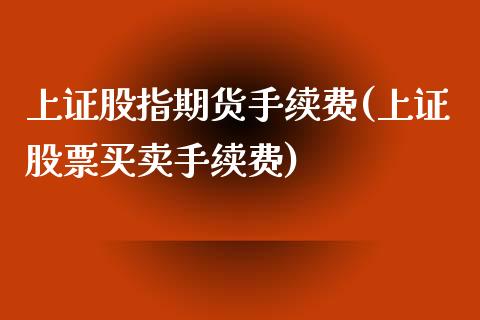 上证股指期货手续费(上证股票买卖手续费)_https://www.liuyiidc.com_期货直播_第1张