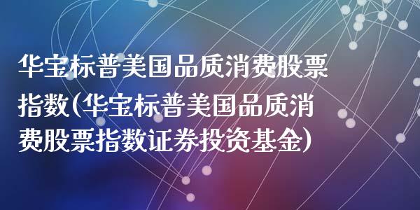 华宝标普美国品质消费股票指数(华宝标普美国品质消费股票指数证券投资基金)_https://www.liuyiidc.com_股票理财_第1张