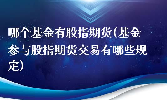 哪个基金有股指期货(基金参与股指期货交易有哪些规定)_https://www.liuyiidc.com_理财百科_第1张