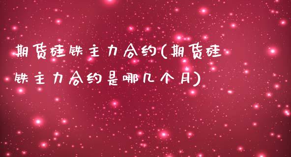 期货硅铁主力合约(期货硅铁主力合约是哪几个月)_https://www.liuyiidc.com_理财品种_第1张