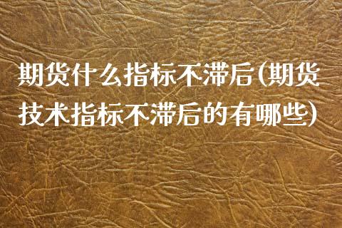 期货什么指标不滞后(期货技术指标不滞后的有哪些)_https://www.liuyiidc.com_期货直播_第1张