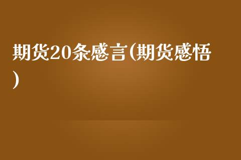 期货20条感言(期货感悟)_https://www.liuyiidc.com_基金理财_第1张