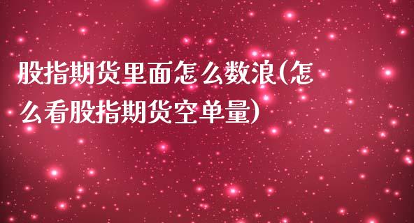 股指期货里面怎么数浪(怎么看股指期货空单量)_https://www.liuyiidc.com_期货品种_第1张