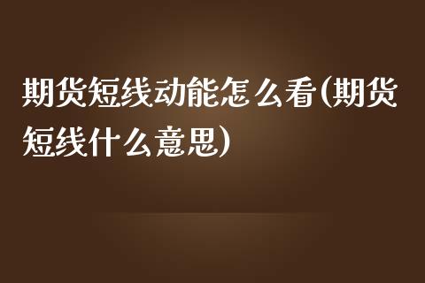 期货短线动能怎么看(期货短线什么意思)_https://www.liuyiidc.com_理财品种_第1张