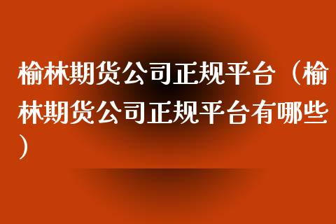 榆林期货平台（榆林期货平台有哪些）_https://www.liuyiidc.com_黄金期货_第1张