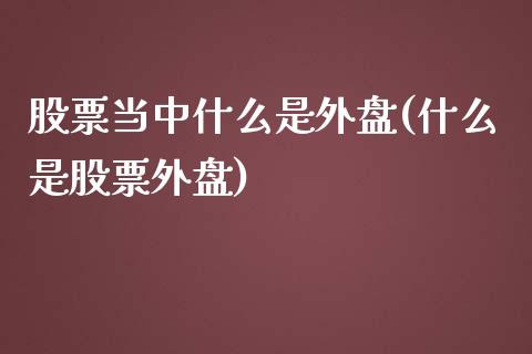 股票当中什么是外盘(什么是股票外盘)_https://www.liuyiidc.com_理财品种_第1张