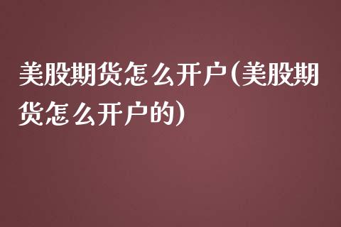 美股期货怎么开户(美股期货怎么开户的)