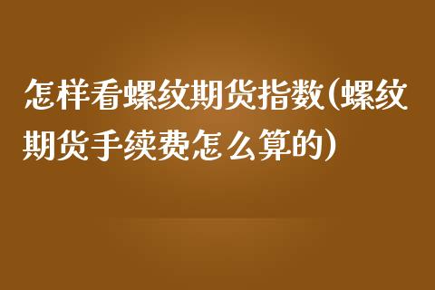 怎样看螺纹期货指数(螺纹期货手续费怎么算的)_https://www.liuyiidc.com_理财百科_第1张