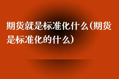 期货就是标准化什么(期货是标准化的什么)_https://www.liuyiidc.com_期货交易所_第1张