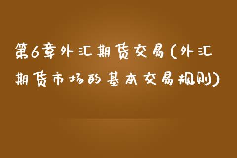 第6章外汇期货交易(外汇期货市场的基本交易规则)_https://www.liuyiidc.com_期货知识_第1张