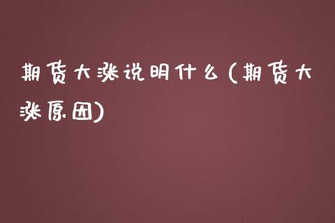 期货大涨说明什么(期货大涨原因)_https://www.liuyiidc.com_国际期货_第1张