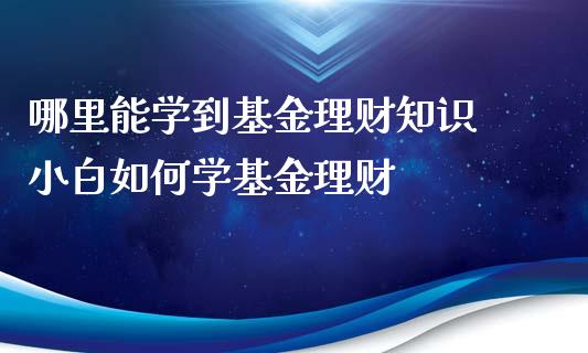 哪里能学到基金理财知识 小白如何学基金理财_https://www.liuyiidc.com_理财百科_第1张