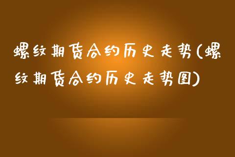 螺纹期货合约历史走势(螺纹期货合约历史走势图)_https://www.liuyiidc.com_基金理财_第1张