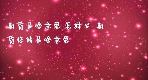 期货是啥意思,怎样买 期货临储是啥意思_https://www.liuyiidc.com_理财品种_第1张