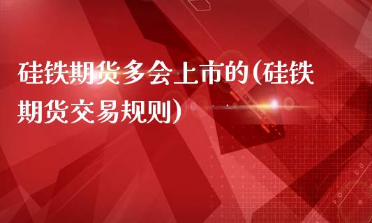 硅铁期货多会上市的(硅铁期货交易规则)_https://www.liuyiidc.com_期货直播_第1张