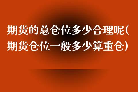 期货的总仓位多少合理呢(期货仓位一般多少算重仓)_https://www.liuyiidc.com_期货交易所_第1张