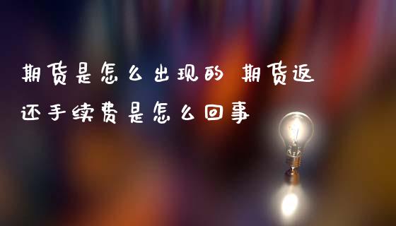 期货是怎么出现的 期货返还手续费是怎么回事_https://www.liuyiidc.com_期货理财_第1张