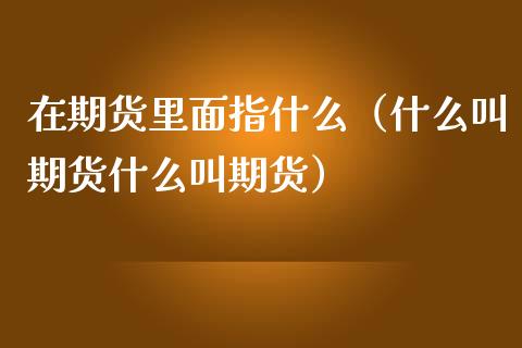 在期货里面指什么（什么叫期货什么叫期货）_https://www.liuyiidc.com_理财百科_第1张