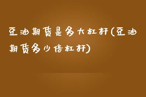 豆油期货是多大杠杆(豆油期货多少倍杠杆)_https://www.liuyiidc.com_期货品种_第1张