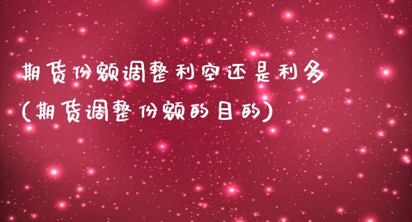 期货份额调整利空还是利多(期货调整份额的目的)_https://www.liuyiidc.com_财经要闻_第1张