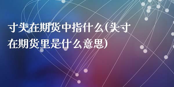 寸头在期货中指什么(头寸在期货里是什么意思)_https://www.liuyiidc.com_期货直播_第1张