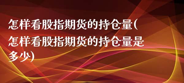 怎样看股指期货的持仓量(怎样看股指期货的持仓量是多少)_https://www.liuyiidc.com_期货交易所_第1张