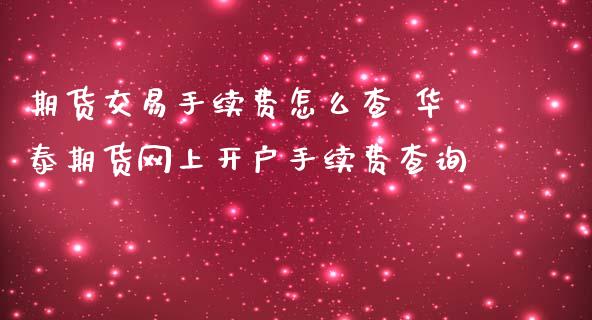 期货交易手续费怎么查 期货网上手续费查询_https://www.liuyiidc.com_理财百科_第1张