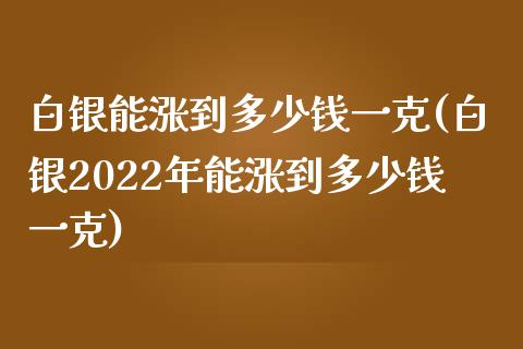 白银能涨到多少钱一克(白银2022年能涨到多少钱一克)_https://www.liuyiidc.com_期货直播_第1张