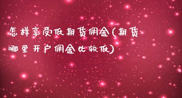 怎样享受低期货佣金(期货哪里开户佣金比较低)_https://www.liuyiidc.com_理财品种_第1张