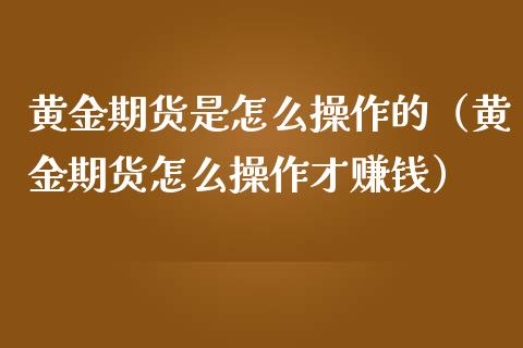 黄金期货是怎么操作的（黄金期货怎么操作才）_https://www.liuyiidc.com_恒生指数_第1张