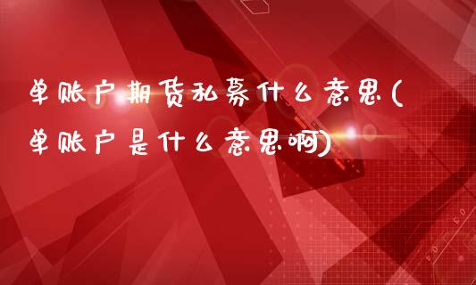 单账户期货私募什么意思(单账户是什么意思啊)_https://www.liuyiidc.com_财经要闻_第1张