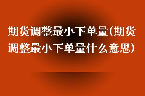 期货调整最小下单量(期货调整最小下单量什么意思)_https://www.liuyiidc.com_期货理财_第1张