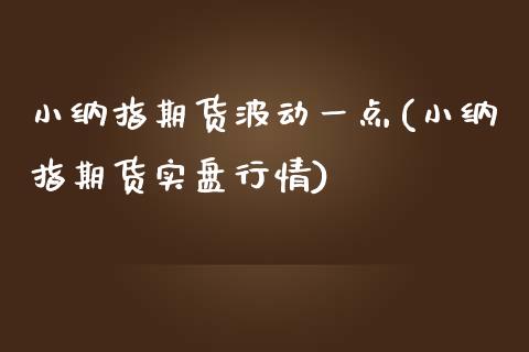 小纳指期货波动一点(小纳指期货实盘行情)_https://www.liuyiidc.com_期货品种_第1张