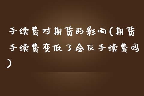 手续费对期货的影响(期货手续费变低了会反手续费吗)_https://www.liuyiidc.com_理财品种_第1张