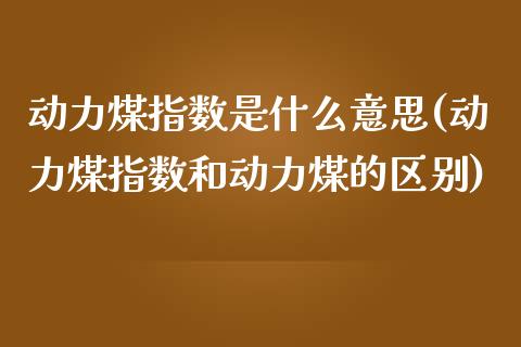 动力煤指数是什么意思(动力煤指数和动力煤的区别)_https://www.liuyiidc.com_期货理财_第1张