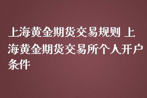 上海黄金期货交易规则 上海黄金期货交易所个人条件_https://www.liuyiidc.com_期货理财_第1张