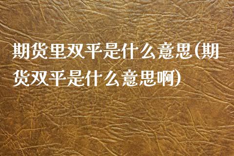 期货里双平是什么意思(期货双平是什么意思啊)_https://www.liuyiidc.com_期货交易所_第1张