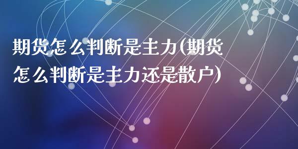 期货怎么判断是主力(期货怎么判断是主力还是散户)_https://www.liuyiidc.com_期货软件_第1张