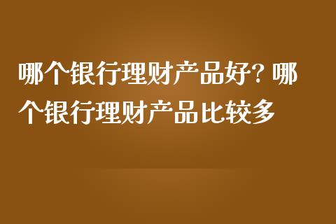 哪个银行理财产品好? 哪个银行理财产品比较多_https://www.liuyiidc.com_理财百科_第1张