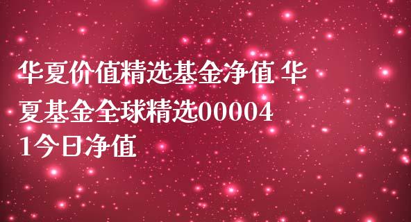 华夏价值精选基金净值 华夏基金全球精选000041今日净值