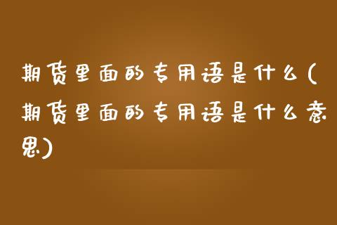 期货里面的专用语是什么(期货里面的专用语是什么意思)_https://www.liuyiidc.com_基金理财_第1张