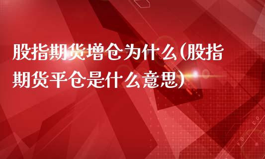 股指期货增仓为什么(股指期货平仓是什么意思)_https://www.liuyiidc.com_期货理财_第1张