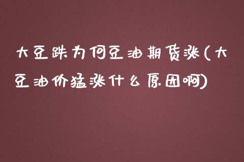 大豆跌为何豆油期货涨(大豆油价猛涨什么原因啊)_https://www.liuyiidc.com_期货软件_第1张