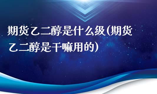 期货乙二醇是什么级(期货乙二醇是用的)_https://www.liuyiidc.com_国际期货_第1张