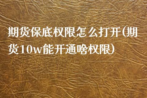 期货保底权限怎么打开(期货10w能开通啥权限)_https://www.liuyiidc.com_期货理财_第1张