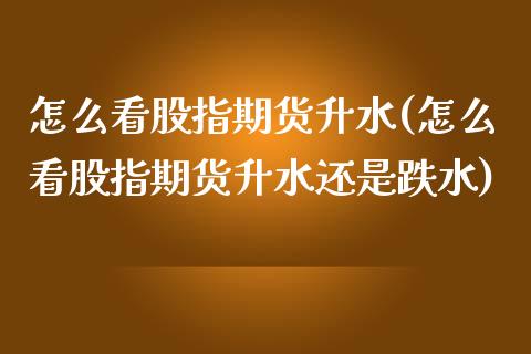 怎么看股指期货升水(怎么看股指期货升水还是跌水)_https://www.liuyiidc.com_国际期货_第1张