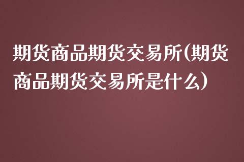 期货商品期货交易所(期货商品期货交易所是什么)_https://www.liuyiidc.com_理财品种_第1张